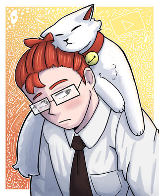 Youtube Gijinka and his cat, Red